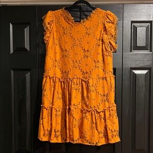 Anthropologie Orange Lace Dress